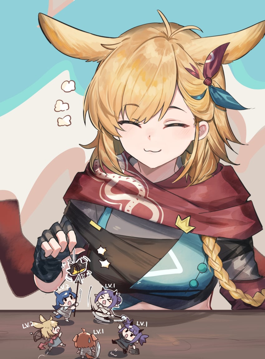 kroos, lava, hibiscus, kroos the keen glint, originium slug, and 2 more (arknights) drawn by mabing