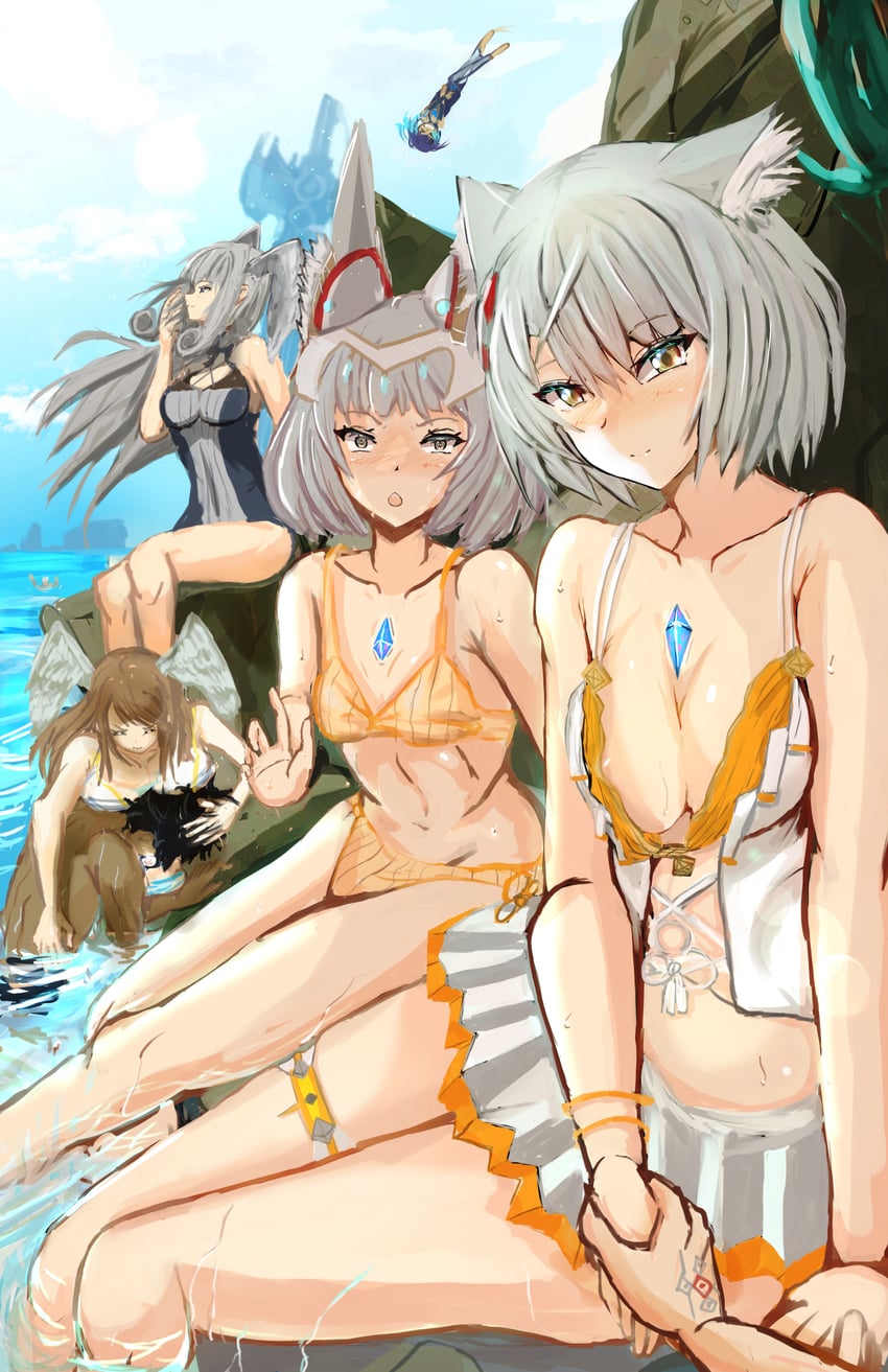nia, mio, eunie, melia antiqua, sena, and 3 more (xenoblade chronicles and 3 more) drawn by shindayomon