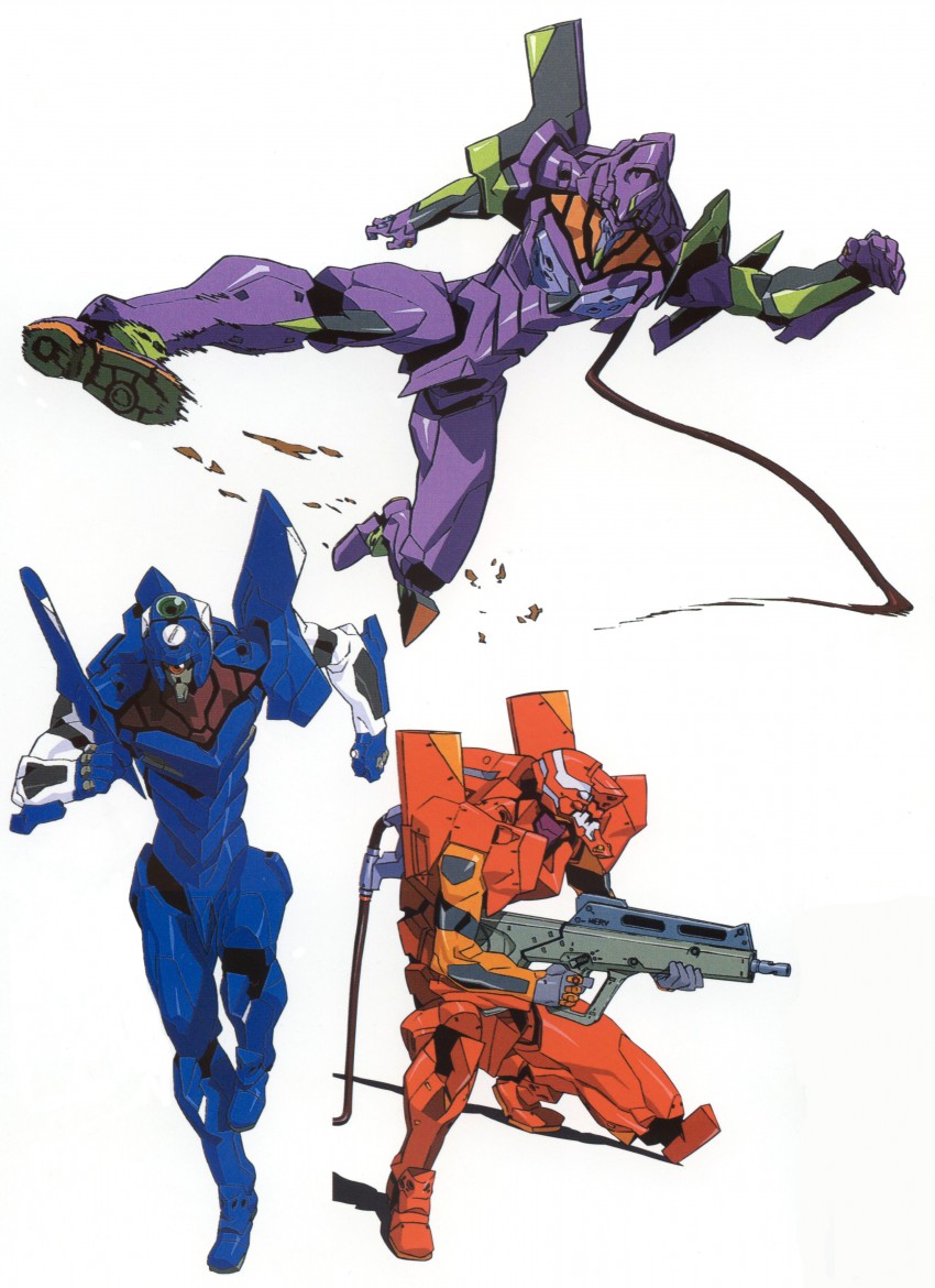 eva 02, eva 01, and eva 00 (neon genesis evangelion)