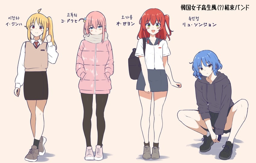 gotoh hitori, kita ikuyo, ijichi nijika, and yamada ryo (bocchi the rock!) drawn by amogan