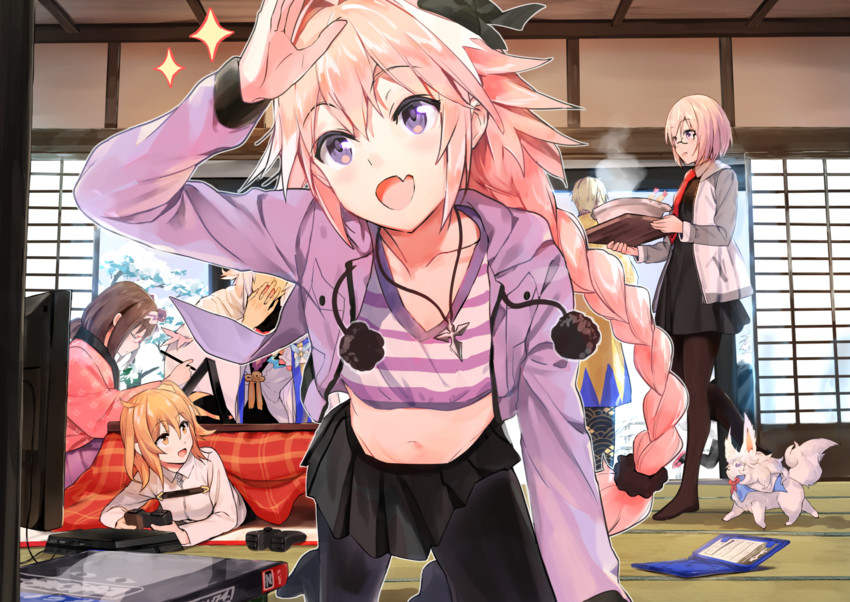 mash kyrielight, fujimaru ritsuka, astolfo, fou, osakabehime, and 2 more (fate and 1 more) drawn by nanotaro