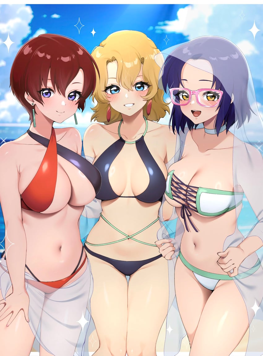 mayura labatt, juri wu nien, and asagi caldwell (gundam and 2 more) drawn by campbell_xx
