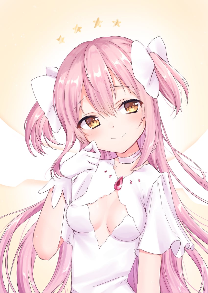kaname madoka and ultimate madoka (mahou shoujo madoka magica) drawn by mochiko_(uyu_omochi)