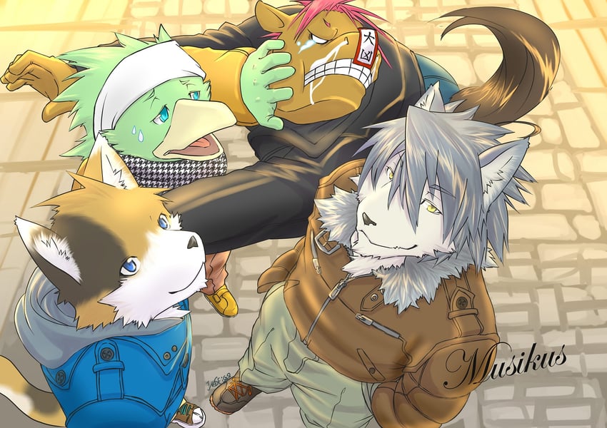 kouya aotsuki, keisuke hirama, jun nekonishi, and yuuki torii (morenatsu) drawn by indeigo15
