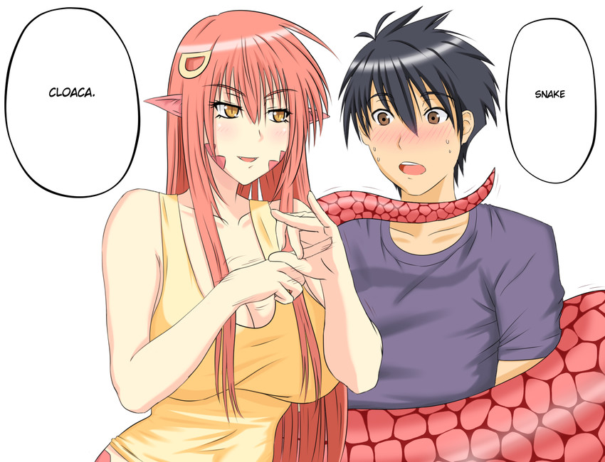 miia and kurusu kimihito (monster musume no iru nichijou) drawn by green_kaminari