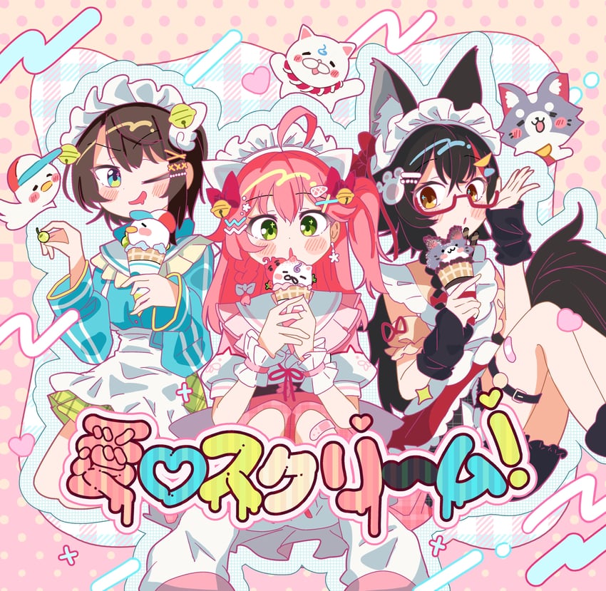 sakura miko, ookami mio, oozora subaru, 35p, miofa, and 1 more (hololive) drawn by nemutai_rara