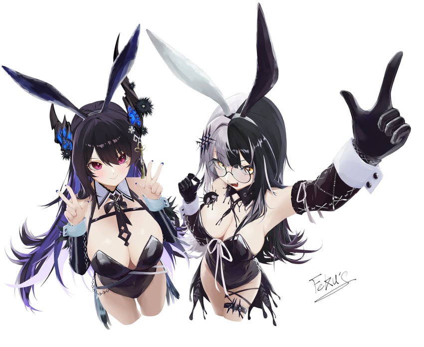 shiori novella and nerissa ravencroft (hololive and 1 more) drawn by gloryaldelly