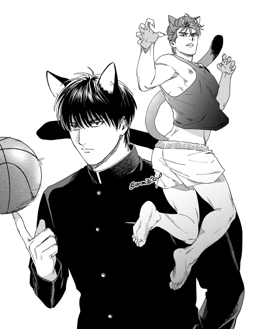 sakuragi hanamichi and rukawa kaede (slam dunk) drawn by om3632f