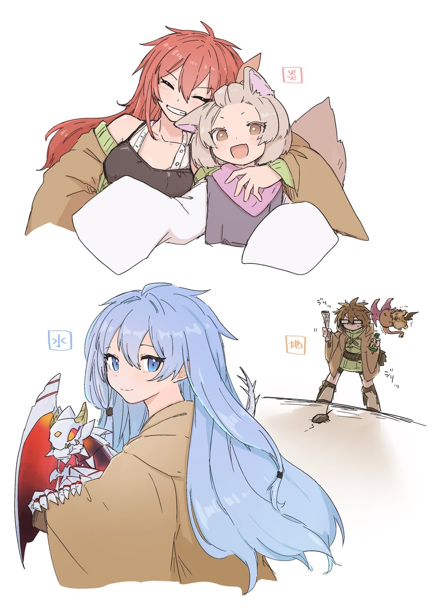eria, hiita, eria the water charmer, hiita the fire charmer, ash blossom & joyous spring, and 6 more (yu-gi-oh!) drawn by ei_(tdnei666)