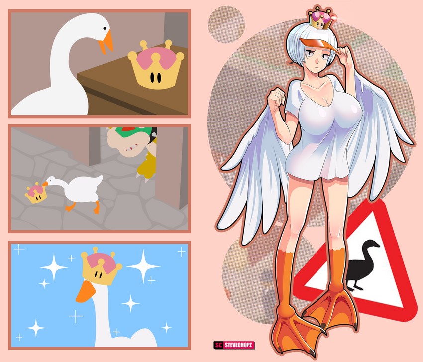 bowser and goose (mario and 2 more) drawn by steve_chopz