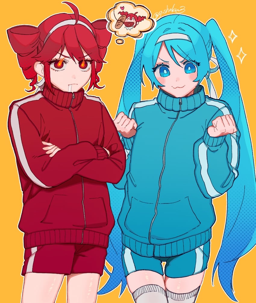 hatsune miku and kasane teto (vocaloid and 1 more) drawn by g_shoku3