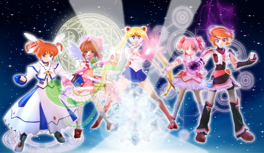 kaname madoka, takamachi nanoha, kinomoto sakura, tsukino usagi, sailor moon, and 2 more (mahou shoujo madoka magica and 6 more) drawn by bhsdesk