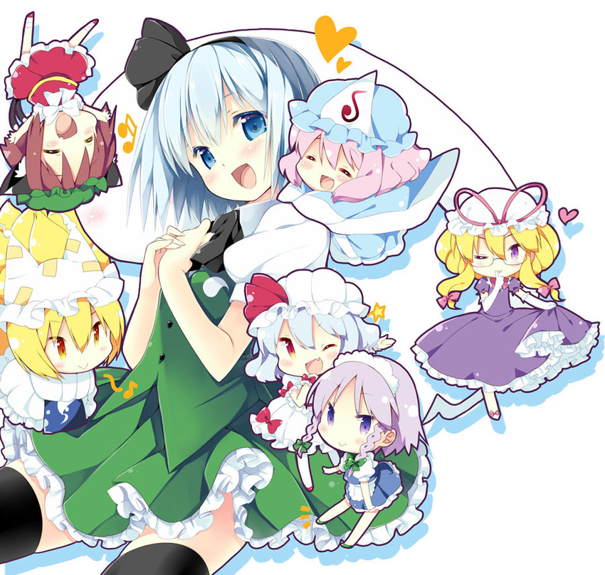 remilia scarlet, izayoi sakuya, konpaku youmu, yakumo yukari, saigyouji yuyuko, and 2 more (touhou) drawn by natsume_eri