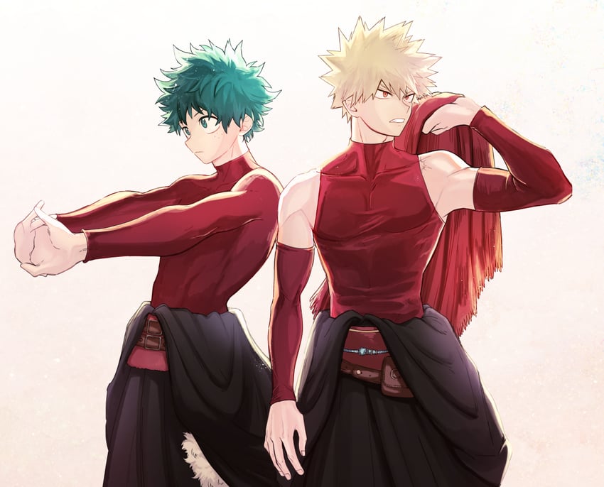 midoriya izuku and bakugou katsuki (boku no hero academia) drawn by cho_mo_futoshi