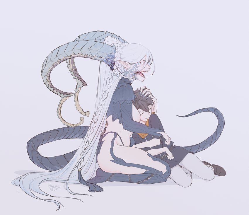 fujimaru ritsuka and tiamat (fate and 1 more) drawn by solkorra