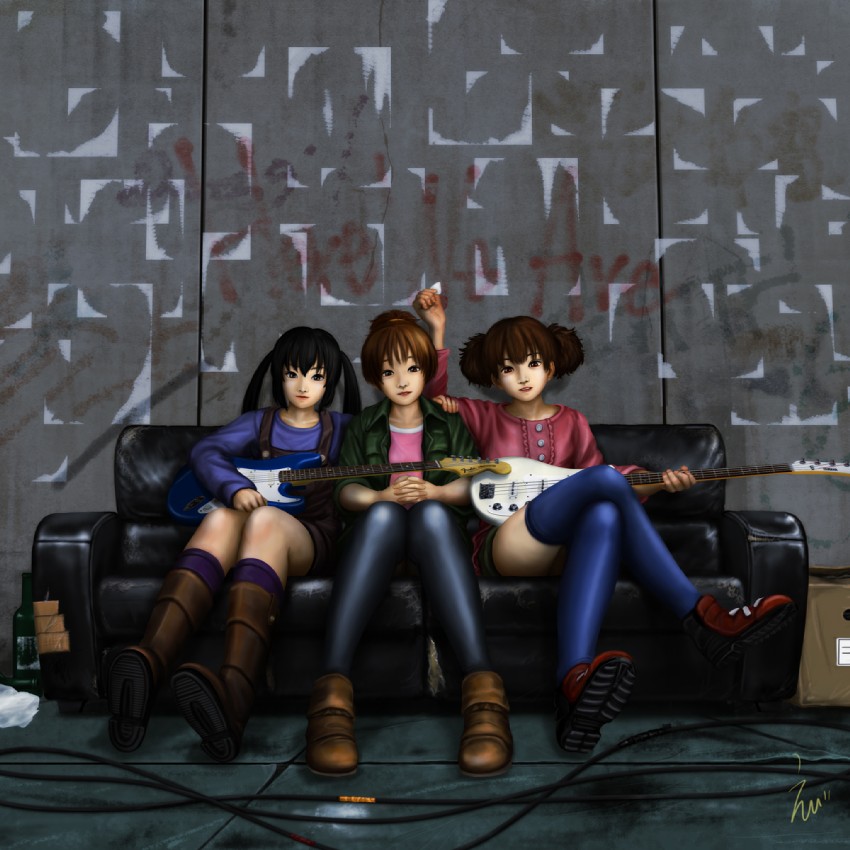 nakano azusa, hirasawa ui, and suzuki jun (k-on! and 2 more) drawn by ebi_(eeotoko)