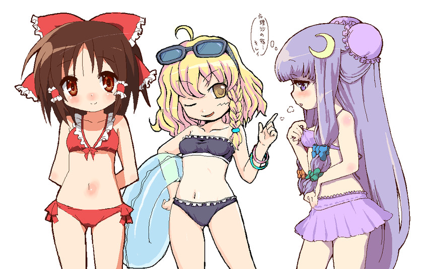 hakurei reimu, kirisame marisa, and patchouli knowledge (touhou) drawn by humiu