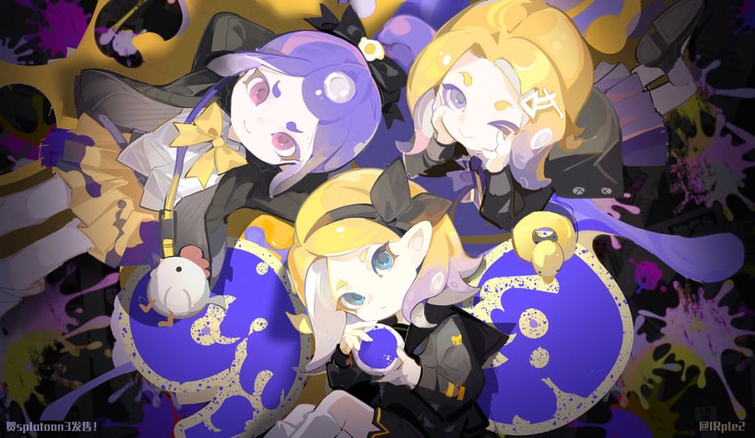 octoling player character and octoling girl (splatoon) drawn by irple