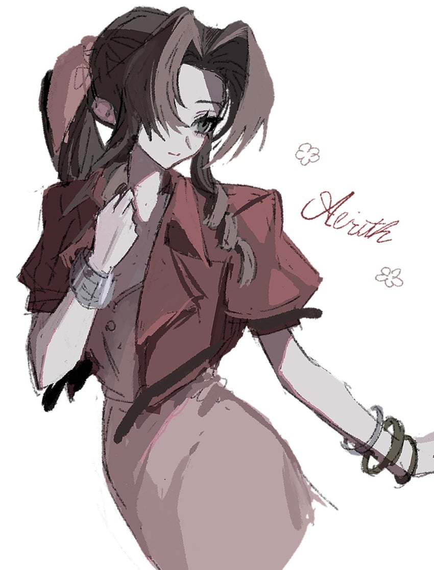 aerith gainsborough (final fantasy and 2 more) drawn by uma_(npon_zinsei)
