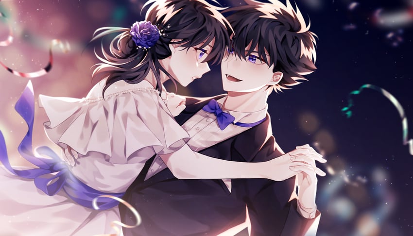 kuroba kaito and nakamori aoko (magic kaito) drawn by bacon_(cnzxvy)