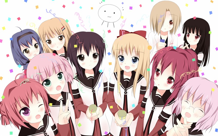 toshinou kyouko, akaza akari, funami yui, yoshikawa chinatsu, oomuro sakurako, and 5 more (yuruyuri) drawn by rino_(monochrome_rino)