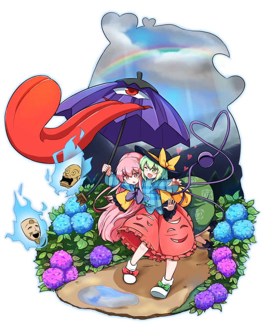 komeiji koishi, tatara kogasa, and hata no kokoro (touhou) drawn by ajia_(otya3039)