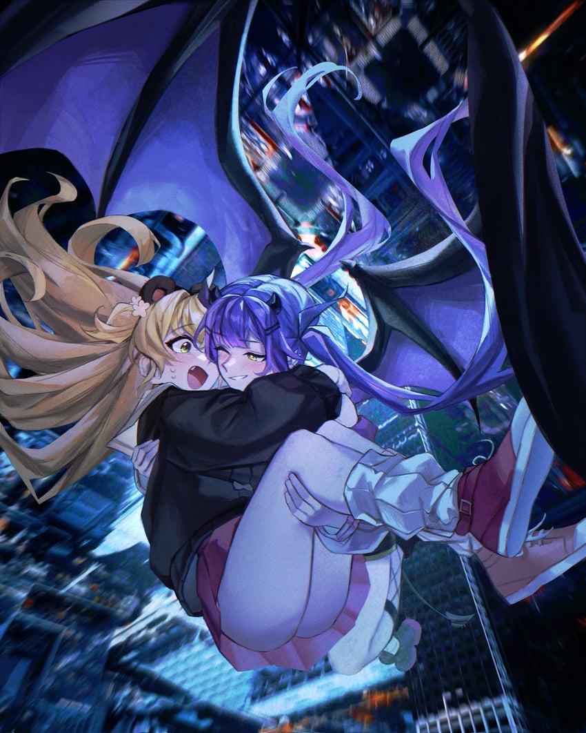 tokoyami towa and momosuzu nene (hololive) drawn by legzy