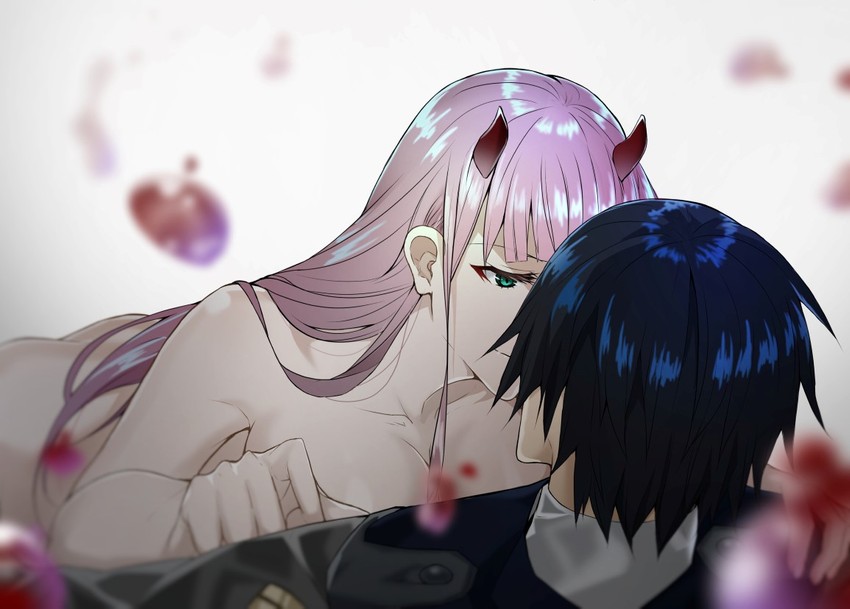 zero two and hiro (darling in the franxx) drawn by raitho
