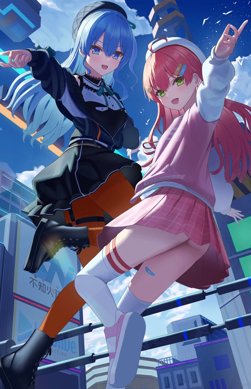hoshimachi suisei and sakura miko (hololive and 1 more) drawn by asakura_(asa_t77)