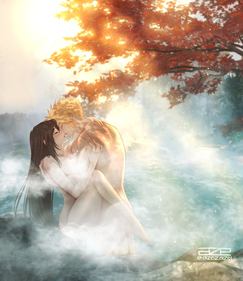 tifa lockhart and cloud strife (final fantasy and 2 more) drawn by azezazel