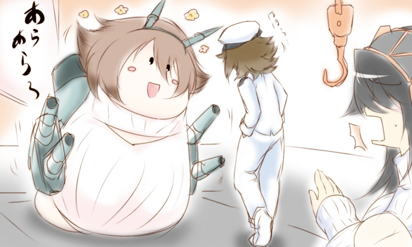 admiral, haruna, and mutsu (kantai collection) drawn by dandara_(karakure)