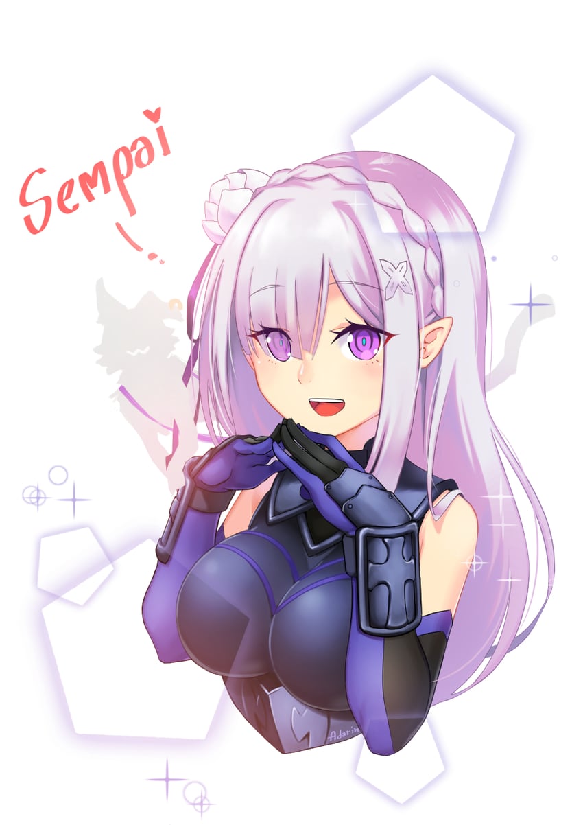 mash kyrielight, emilia, and takahashi rie (fate and 2 more) drawn by adarin