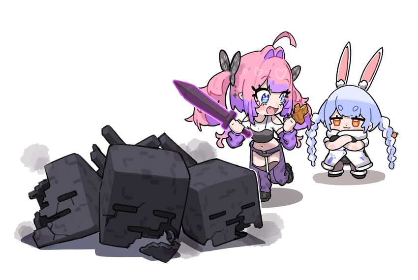 usada pekora, kikirara vivi, and wither (hololive and 2 more) drawn by fugota6509