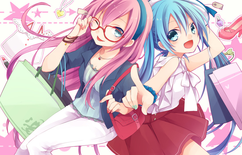 hatsune miku and megurine luka (vocaloid) drawn by kuroi_(liar-player)
