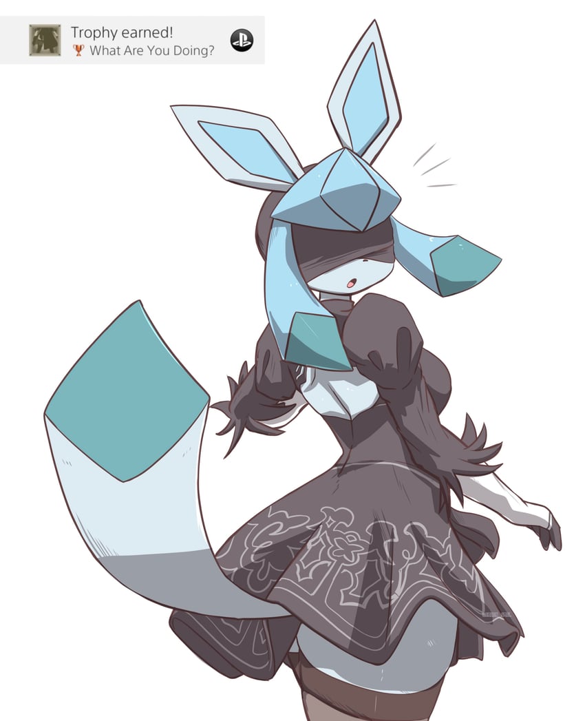 2b and glaceon (pokemon and 2 more) drawn by oreon_smol