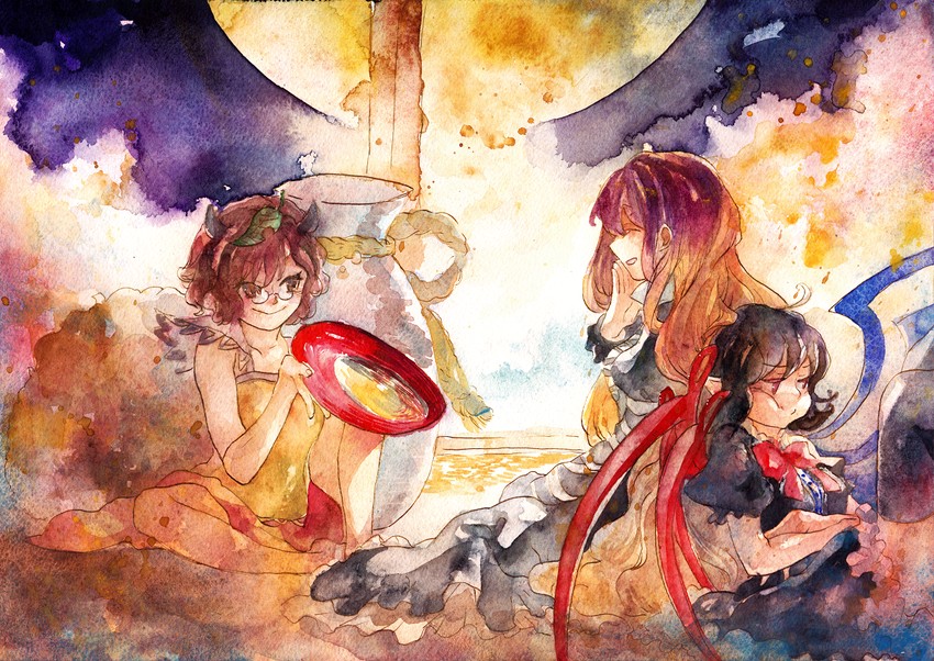 hijiri byakuren, houjuu nue, and futatsuiwa mamizou (touhou) drawn by campanula-star