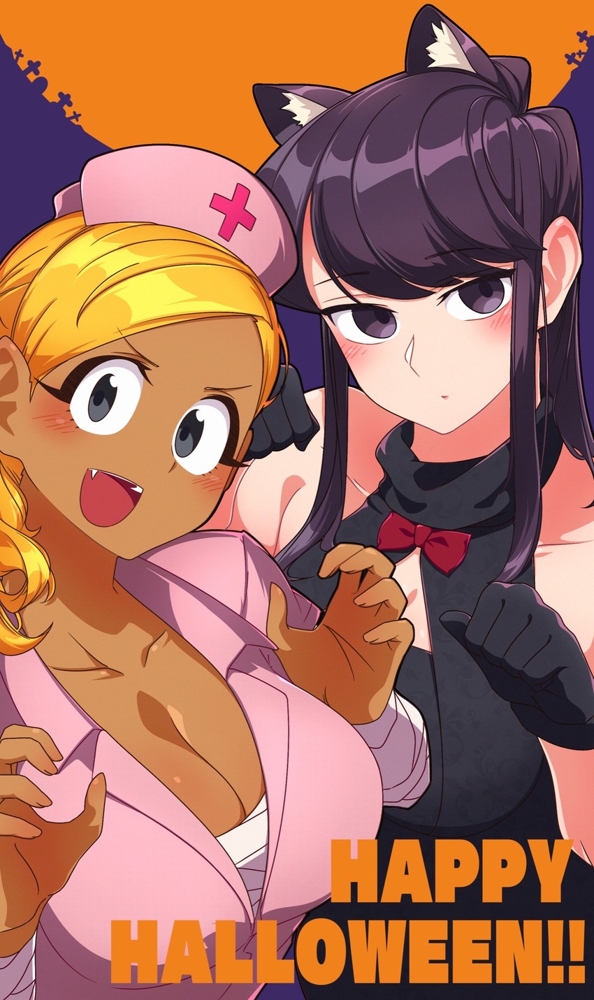komi shouko and manbagi rumiko (komi-san wa komyushou desu) drawn by lecca_aisu