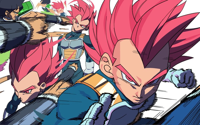 vegeta and broly (dragon ball and 1 more) drawn by nachairo