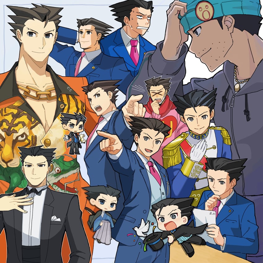 phoenix wright and furio tigre (ace attorney) drawn by maka_gtsb