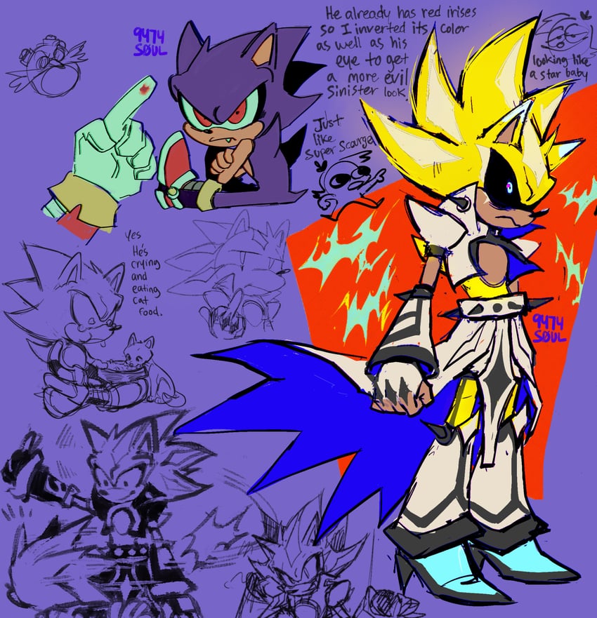 sonic the hedgehog, dr. eggman, metal sonic, neo metal sonic, and super neo metal sonic (sonic and 1 more) drawn by 9474s0ul