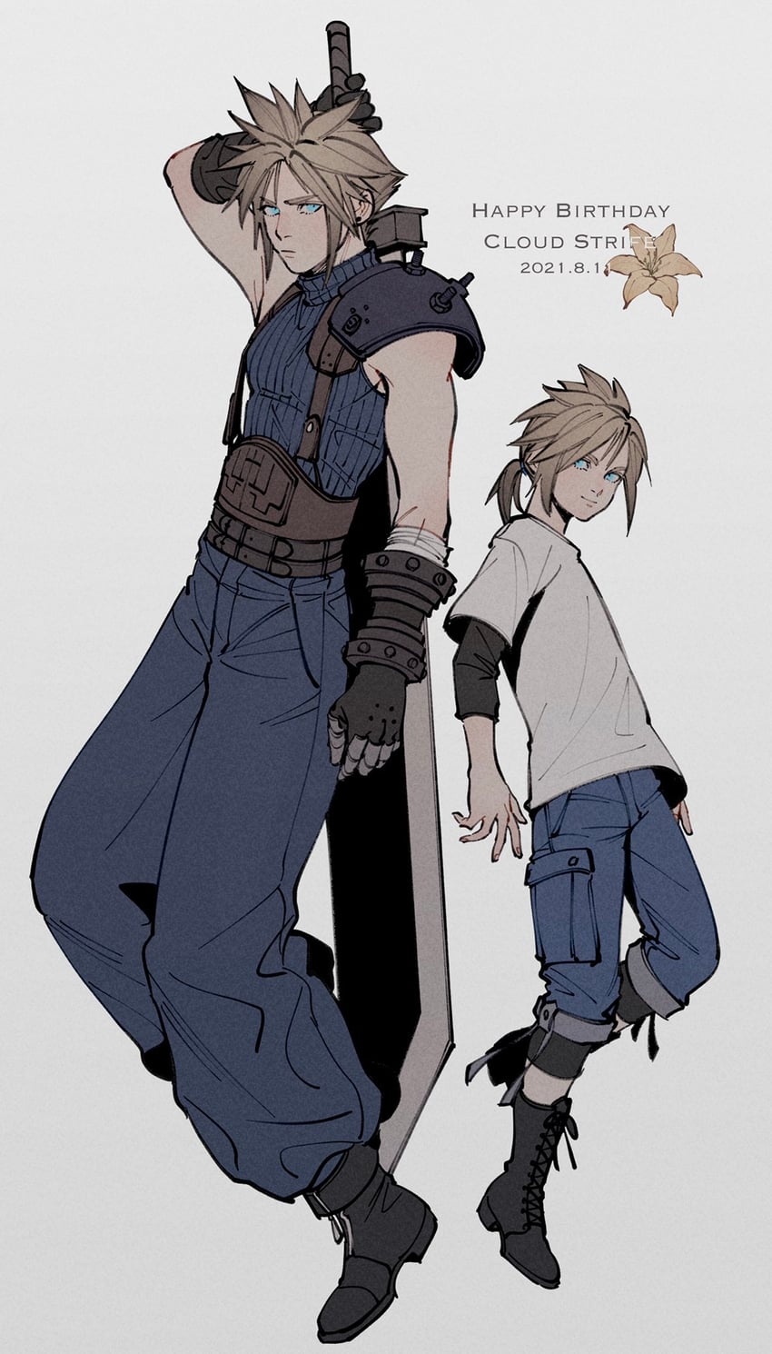 cloud strife (final fantasy and 2 more) drawn by oimo_(oimkimn)