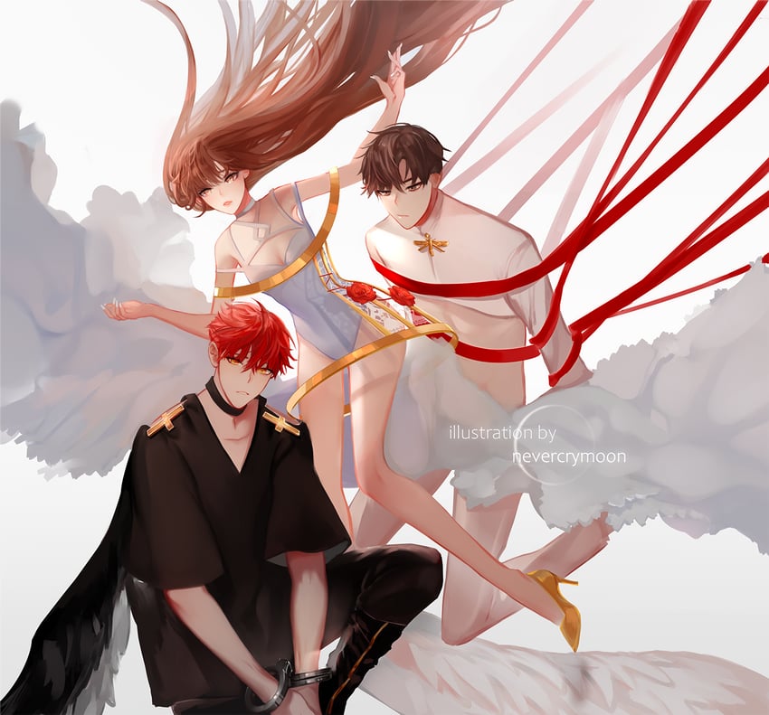 protagonist, 707, and han jumin (susanghan messenger) drawn by nevercrymoon