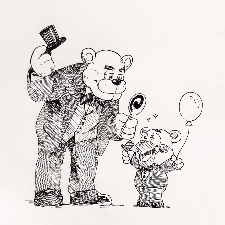 freddy fazbear and helpy (five nights at freddy's and 1 more) drawn by conabemin