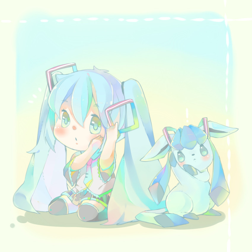hatsune miku and glaceon (pokemon and 1 more) drawn by nou_(nounknown)