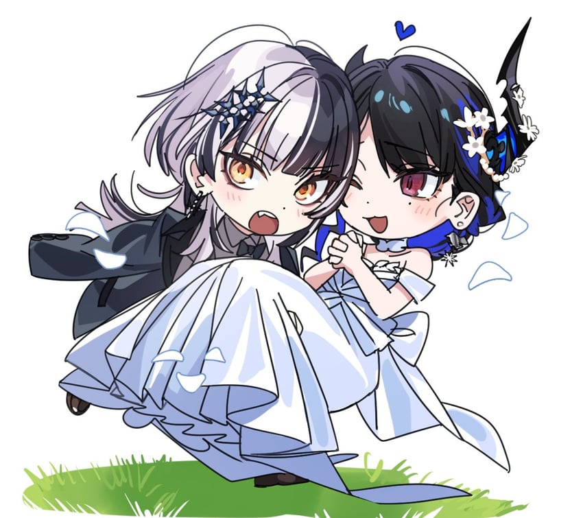 shiori novella and nerissa ravencroft (hololive and 1 more) drawn by yomosaka