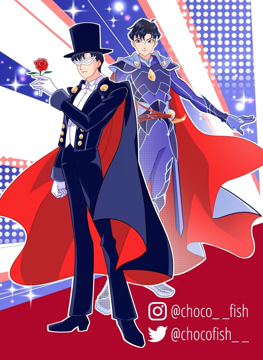 chiba mamoru, tuxedo kamen, and endymion (bishoujo senshi sailor moon and 1 more) drawn by chocofish