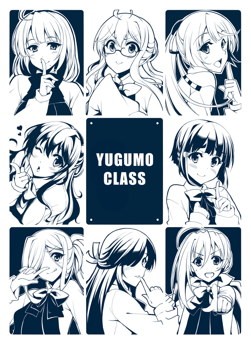 naganami, kiyoshimo, makigumo, yuugumo, asashimo, and 3 more (kantai collection) drawn by kusano_(torisukerabasu)
