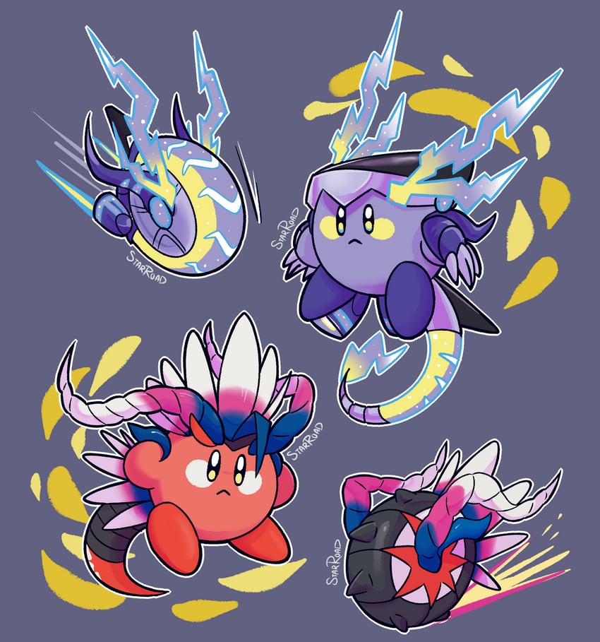 kirby, koraidon, miraidon, and wheel kirby (pokemon and 1 more) drawn by starroad