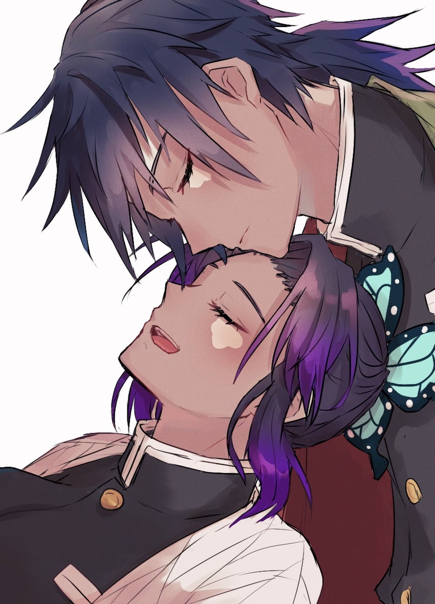 kochou shinobu and tomioka giyuu (kimetsu no yaiba) drawn by tanuyama