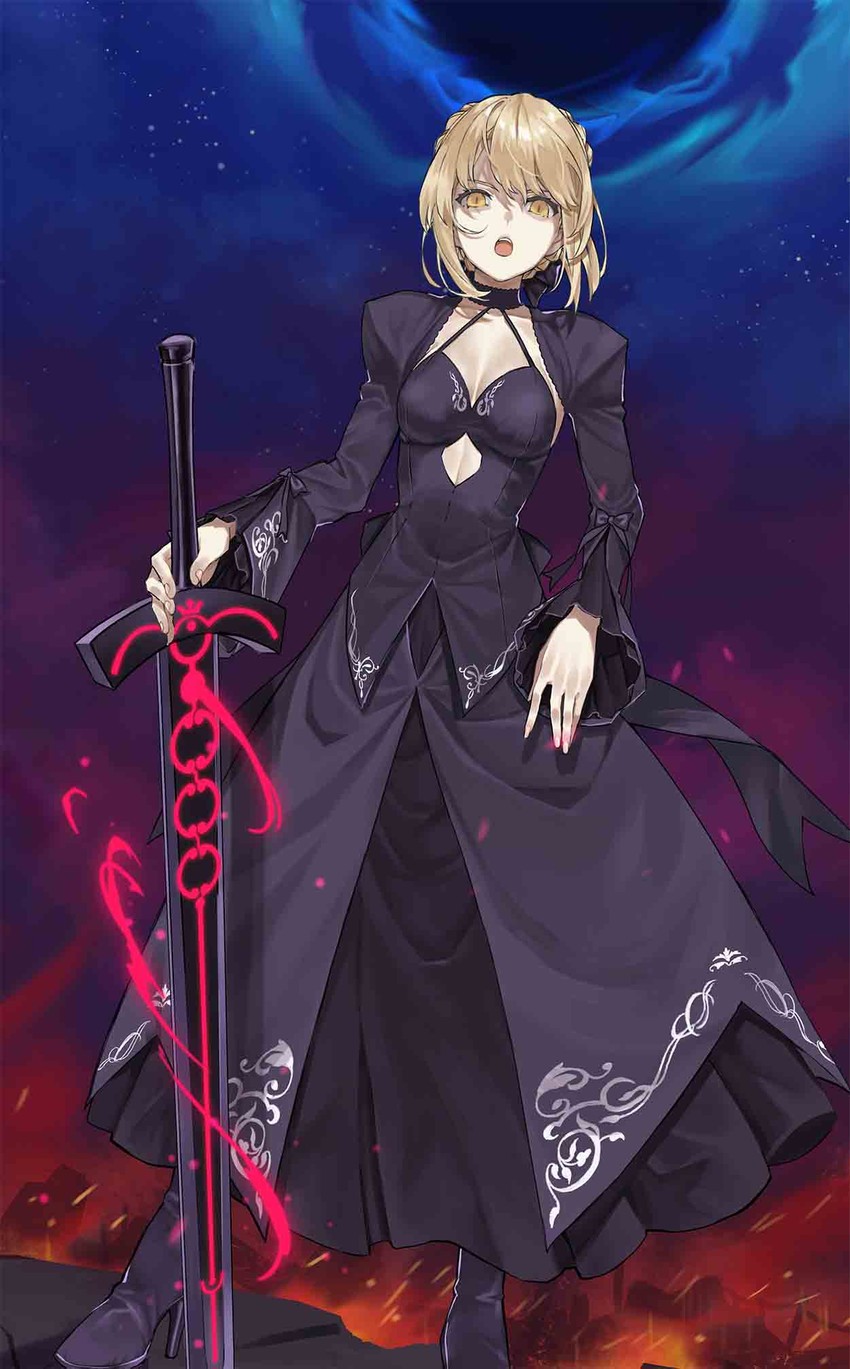 artoria pendragon and saber alter (fate and 1 more) drawn by teshima_nari